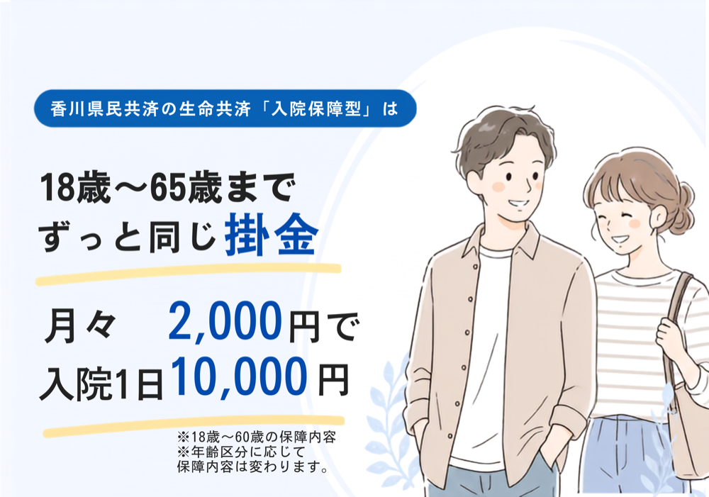 【30-40代での加入がおすすめ】健康なうちに備えて安心。香川県民共済の入院保障型
